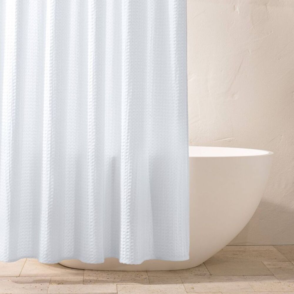 Casaluna -  Waffle Knit Minimalist Cotton Blend Showe White